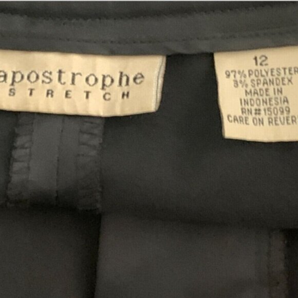 Apostrophe Stretch Satin High-Rise Flat Front Dress Pants Sz 12 Black 105G - Picture 8 of 9